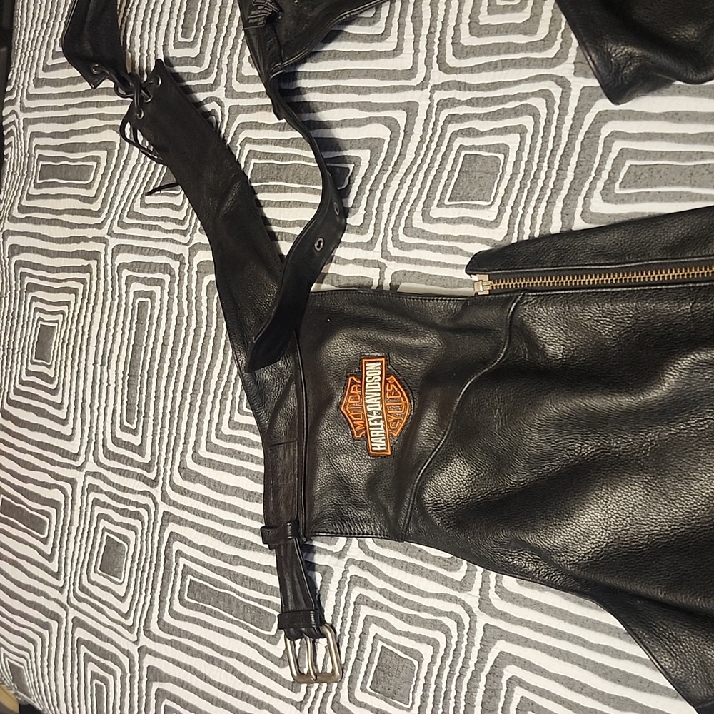 Harley Davidson Riding Leather Chaps - Picture 4 of 4
